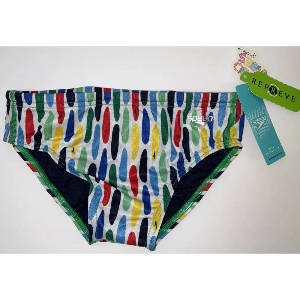NWT Men's Speedo Vibe Collection Eco Endurance Brief Swim Trunks Wave Crusher 28